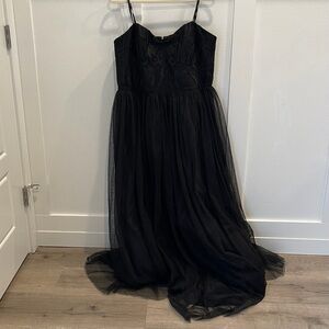 City Chic Black Strapless Textured Evening Dress